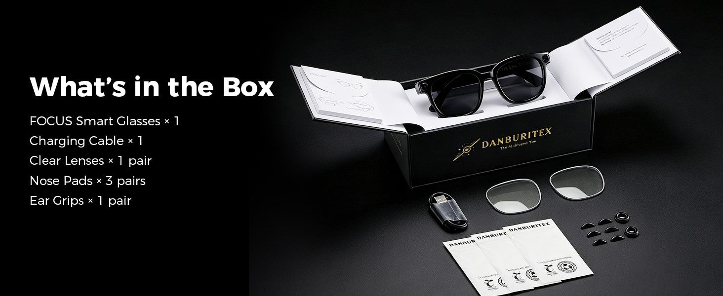What is in the box: FOCUS glasses and accessories